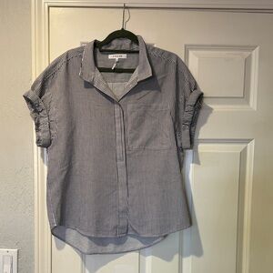 Frame Denim Black and White Striped Shirt